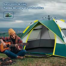 Tienda automática de apertura rápida, plegable al aire libre, camping portátil, a prueba de lluvia durante la noche, engrosado - Verde - Ver 3