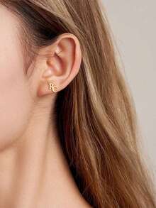 S925 Sterling Silver Custom Double - Letter Stud Earrings - Personalized Jewelry Gift For Girlfriends, Boyfriends, Best Friends, And Self - Ideal For Birthday, Anniversary, Graduation, Daily Style, Date Nights, And Meaningful Milestones - Multicolor - View 3