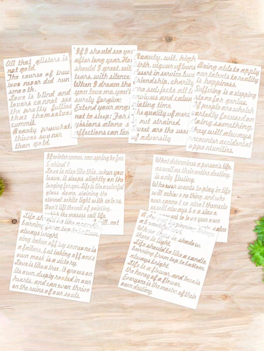 8 件白色 PET 绘图模板套装 - 用于素描、绘画和着色的高端艺术用品 - 非常适合 DIY 剪贴簿、日记、书法和水彩画项目 - 包括丙烯酸颜料配件、着色书工具和装饰文具套件 - 成人和青少年艺术文具