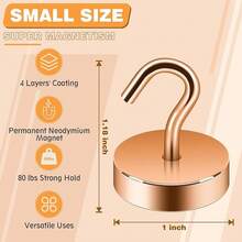 Magnetic Hooks, Cruise Ship Essentials, 120lb+ Heavy Duty Magnetic Hooks For Cruise Cabins, Refrigerator, Grill, Hanging, And Travel |   Extra Strong Must-Haves Magnet Hook,Black - Bronze - View 7