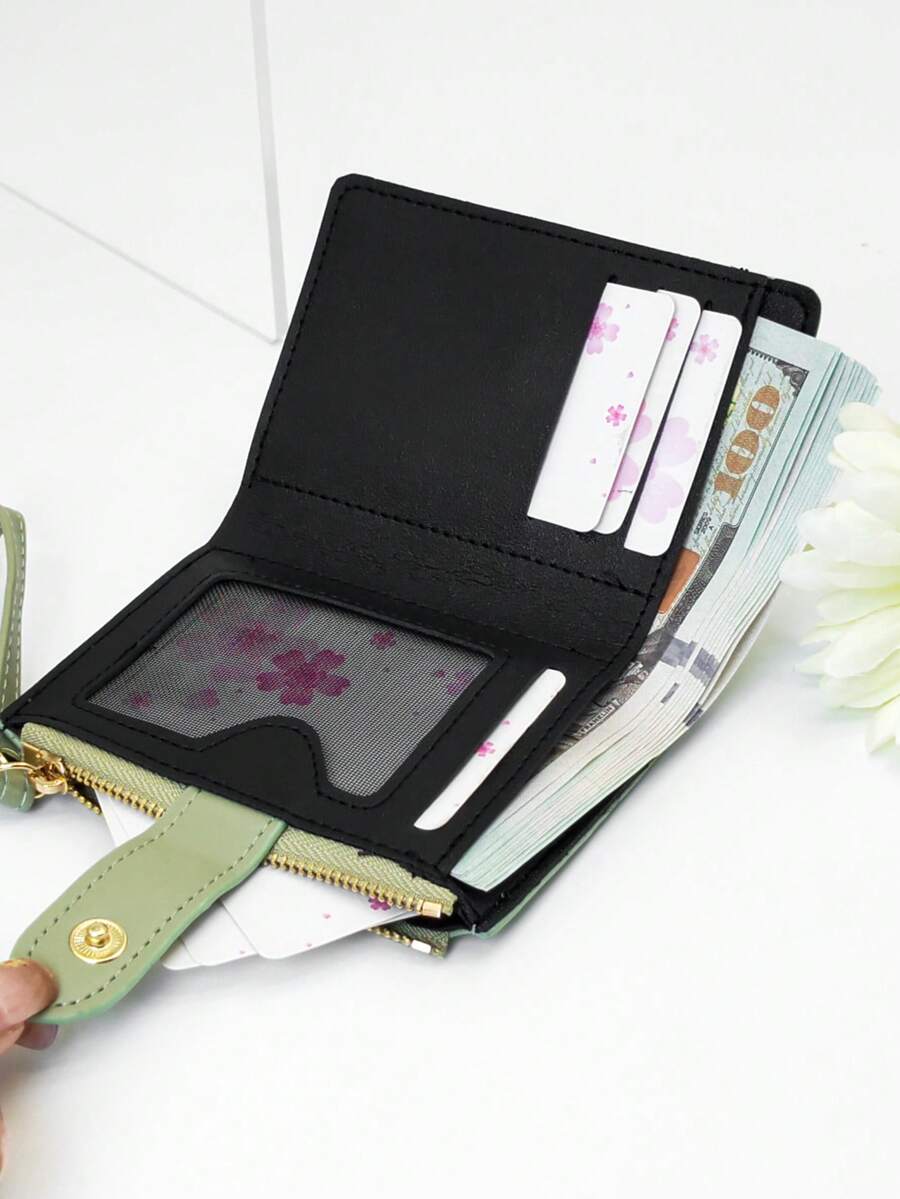 可爱甜美柔美学院风纯色时尚菱格短款精致手拿包开学季拉链学生钱包女钱包女包钱包可爱钱包迷你钱包小钱包