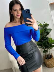 Women's  Long Sleeve Top - Royal Blue - View 2