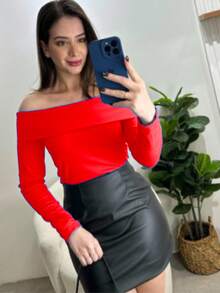 Women's  Long Sleeve Top - Red - View 1