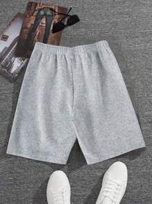 1pc Tween Boy Solid Color Casual Outdoor Workout Exercise Commuting Simple Knee Length Shorts