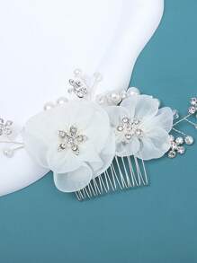 1 pièce Accessoire de cheveux de mariée populaire, peigne à cheveux fait à la main avec fleur blanche, accessoire de cheveux polyvalent pour mariage/demoiselle d'honneur