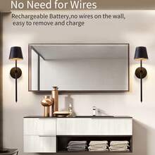 2pcs Wireless Wall Lamp, Small Cordless High Capacity Rechargeable Battery LED Wall Light, Dimmable Lighting, Suitable For Wall Decor, Living Room, Bedroom, Corridor, Gift, Night Light (Black) - Various - View 8