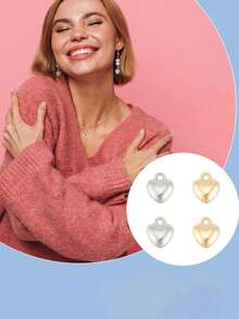 60pcs Puffy Heart Charm Tiny Love Pendant CCB Plastic Pendants 1.6mm Small Hole Heart Charms Golden Dangle Pendants For Valentine Gifts DIY Jewelry Making Kit Necklace Bracelet - Love Pendant - View 6