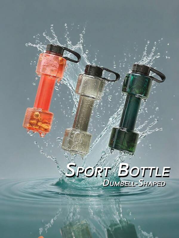 Bouteille d'eau de sport en forme d'haltère de 700 ml, étanche, sans charge, doublure en matériau PET durable, pour la fitness et les activités de plein air, pour hommes et femmes, bouteille d'eau de grand volume transparente, cadeau d'anniversaire, bouteille d'étudiant, cadeau de rentrée scolaire, pour les séances de gym/la course en plein air/le yoga/le pilates/l'utilisation au bureau/l'usage sur le campus
