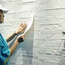 10/20/50/100 件 13.78x13.78 英寸 3D 自粘仿砖墙纸贴纸，适用于室内客厅、卧室、电视背景、仿砖泡沫墙纸、墙面翻新贴纸、出租宿舍装饰 - 白色 - 查看 9