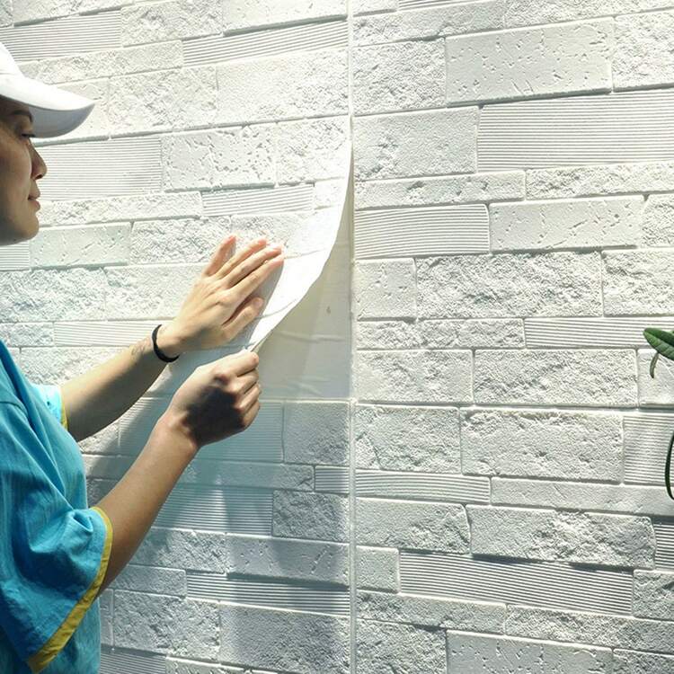 10/20/50/100pcs 13.78x13.78 Inch 3D Self-Adhesive Faux Brick Wallpaper Stickers, For Indoor Living Room, Bedroom, TV Background, Faux Brick Foam Wall Paper, Wall Renovation Stickers, Rental Dorm Decor - White - View 9