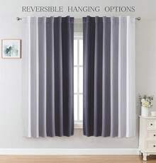 MIUCO Blackout Curtains & Drapes For Bedroom Living Room 84 Inches Long Purple And White Room Darkening Ombre Curtains Rod Pocket & Back Tab Curtains Thermal Insulated Light Blocking 2 Panels Set-FUNALING - 灰色 - 查看 2