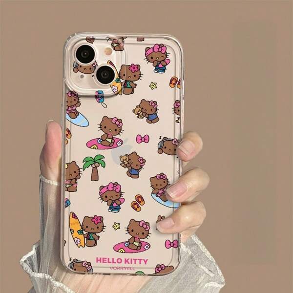 Sanrio 1pc Sanrio Family Silicone Shockproof Protective Phone Case For IPhone 16 14 11 Pro Max 13 12 XR XS X Plus