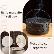 1pc Exquisite Vintage Metal Cast Iron Mosquito Coil Holder With Handle - Portable Stylish Incense Burner #HomeDecor, Tip - Resistant & Ash - Leak Proof - Perfect For #OutdoorEssentials #CampingGear & Home #VintageAesthetic" Christmas Stocking Fillers,Gifts,Funny Gifts,Ramadan,Personalised Gift, - Multicolor - View 11