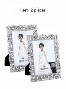 1 khung ảnh trang trí pha lê bạc, khung để bàn đính đá, kích thước 6"/7", thích hợp làm quà tặng cho gia đình và bạn bè, quà sinh nhật hoặc quà tốt nghiệp. - Bạc - Xem 17