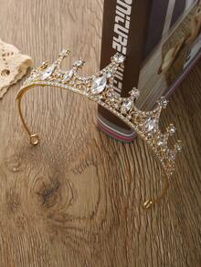 Diadème de couronne élégant, design en forme de tour en fer, convient pour les mariages, les fêtes, les accessoires de mariée, le serre-tête de princesse, couronne en alliage de cristal pour femmes, style européen et américain pour l'anniversaire, le mariage, la séance photo - Multicolore - Voir 8
