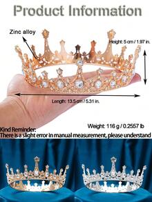 Fashionable & Innovative Women's Zinc Alloy Large Crown, Suitable For Wedding, Party, Bridal Gown, Birthday, Princess Crown - Multicolor - View 2