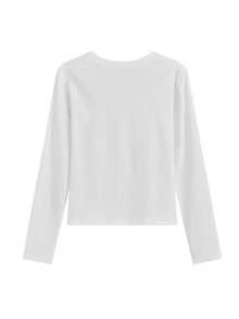 Áo thun nữ dáng ôm gợi cảm kiểu Mỹ, thiết kế độc đáo, màu trắng, thích hợp mặc mùa thu, xuân. - trắng - Xem 4