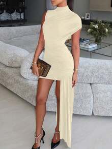 女士夏季无袖拼布褶饰紧身迷你连衣裙性感优雅派对短款连衣裙晚礼服