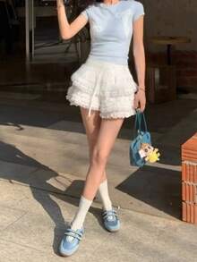 2025新款夏季女式红色魔术贴运动鞋，真皮透气软底鞋【尺码偏小，请参考尺码表】 - 藍色 - 查看 4