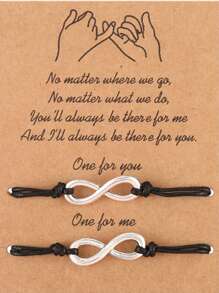 2pcs Minimalist Alloy 8-Shape Handmade Braided Bracelets - Black and White - View 1