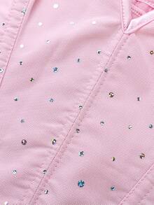 可爱粉色亮片水钻抹胸，鱼骨紧身胸衣，女士塑身衣，适合日常穿着、节日、圣诞礼物，女士紧身露脐塑身衣 - 粉色 - 查看 9