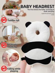 1个新款熊猫头枕防摔垫，幼儿防撞帽，婴儿头枕，婴儿爬行防撞工具，可调节婴儿头部保护垫背包 - 卡通动物设计，适合学步、爬行和婴儿学步车 - 貓熊款 - 查看 2