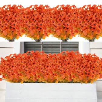 4pcs Artificial Violet Flowers Stems - Summer To Fall Wedding Bouquet, Halloween Gothic Decor | No Maintenance Faux Floral For Vase, Centerpieces | No Watering, No Pot Included