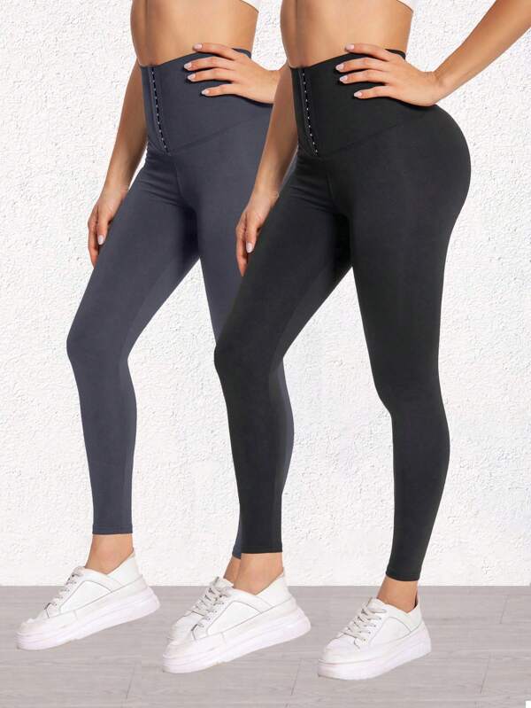 2 pares de calças de ioga de cintura alta para mulheres, leggings de cintura fina na altura do tornozelo para esportes ao ar livre, academia, ciclismo