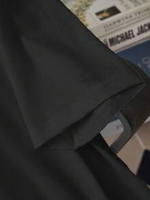 1 件男童可爱卡通印花圆领短袖 T 恤，百搭休闲夏季 - 黑色 - 查看 3