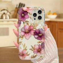 Purple Red Flower Transparent Anti-Fall Mobile Phone Case, Suitable For Apple  16 15 14 13 12 11 Plus Pro Max Series Mobile Phone Cases, Holiday Gifts, Birthday, Girlfriend, Boyfriend, Friend Or Yourself,Suitable For  17 Air - 無色 - 查看 5