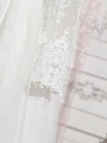 Kids Girl Floral Lace Mesh Long Sleeve Tulle Tutu Princess Dress Wedding Party Evening Formal Pegeant Dance Gown - 白色 - 查看 7