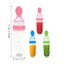 2件装硅胶婴儿辅食喂食器带勺，婴儿奶瓶带勺和米粥勺，婴儿喂食套装 - 彩色 - 查看 10
