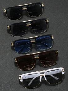 1pc Retro Fashion Unisex Double Bridge Semi-Rimless Personalized Stylish Glasses - Multicolor - View 9