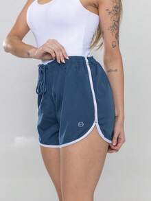 Women's Shorts With Pocket - Loose Beach Gym Spandex - Màu xanh hải quân - Xem 5