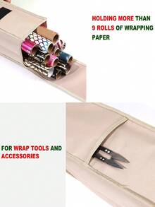 1pc Packaging Paper Storage Bag, Gift Wrapping Paper Organizer, Black Oxford Cloth Packaging Paper Storage Box With Pocket, Foldable Packaging Paper Rack, Home Storage & Organization Supplies - Beige - View 4