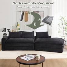 Modern Minimalist Modular Sectional Sofa, Upholstered Cloud Couch With Deep Seats, Right Facing Chaise For Living Room-Black - Black - View 8