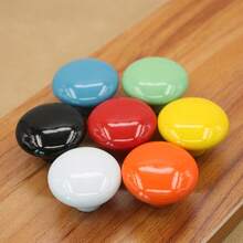 12pcs Ceramic Cabinet Handles - 32mm (1.3") Smooth Flat Mushroom Knobs With Polished Metallic Finish, 12 Vibrant Colors For Kitchen Cabinets, Dressers, Youngsters' Bedroom Furniture & Home Doors, Mushroom Cabinet Knobs - Multicolor - View 5