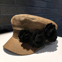 1pc Cowboy Rose Flower Navy Hat/Newsboy Hat, Retro Holiday Style, Eye-Catching And Versatile, A Must-Have For Going Out, Parties, Dates, Multiple Colors Available