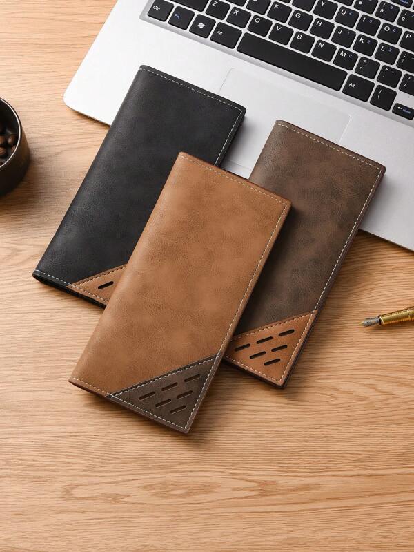 Retro Pattern Bifold Men's Wallet With Multiple Card Slots, Thin Long Clutch Purse Suitable For Men & Women, PU Leather