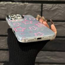 Funda para teléfono 1 pieza, color rosa lindo, punteado, estampado, fino, con agujeros, hilo emplumado IMD, a la moda y para teléfono, 16/15/14/13/12/11 Pro Promax Plus/X/Xsmax, funda para teléfono S, son hombres y - Plateado - Ver 2