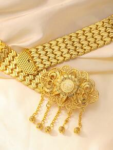 Herseygold 1 pièce Chaîne de taille de mariée kurde et turque, ceinture de taille avec motif arabe du Moyen-Orient pour femme, accessoire de robe de mariage, de fête et de festival de luxe