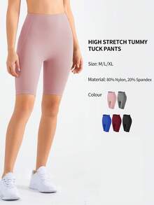 5-Pack High Waisted Yoga Shorts W/Pockets - Tummy Control Slimming Workout Shorts - Stretchy & Breathable For Yoga, Pilates, Dance, Fitness (Black) - 5pcs(mixed color) - 查看 7
