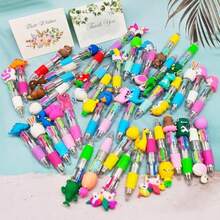50 Pcs Multicolor Pens In One 4 In 1 Mini Cute Ballpoint Pen Bulk Assorted Ink Kawaii Pens For Party Favors And Birthday Gift - 彩色 - 查看 4