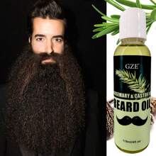 GZE 胡须油 - 含迷迭香和蓖麻的胡须护发素，带香味的胡须油 - 软化、保湿和强化胡须，使男士胡须变浓密