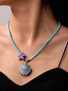 1 chiếc vòng cổ mặt dây chuyền chủ đề đại dương đính hạt theo phong cách Bohemian - Nhiều màu - Xem 2