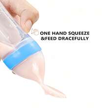 2件装硅胶婴儿辅食喂食器带勺，婴儿奶瓶带勺和米粥勺，婴儿喂食套装 - 彩色 - 查看 9