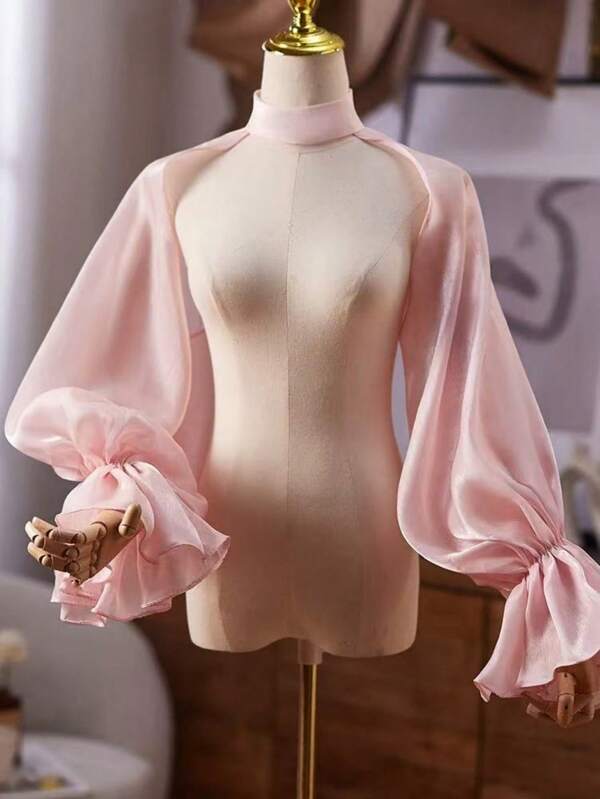 European And American Style Bridal Long Arm Shoulder Decor Chiffon Fake Sleeves, Cover Upper Arm Wedding Dress Accessory Shawl