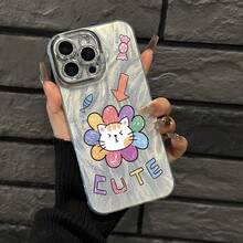 Funda para teléfono 1P - Flor - Temática con lindo, fino - Hilado emplumado con agujeros IMD de moda y teléfono, 16/15/14/13/12/11 Pro Promax Plus/X/Xsmax Phone Case S, Son hombres y - Plateado - Ver 1