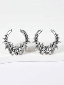 一对朋克铜制 U 形蝙蝠翼耳道和耳塞加强器无线喇叭形马鞍形耳重计穿孔耳环男女通用日常生活中酷炫复古 - 1對蝙蝠耳擴 - 查看 8