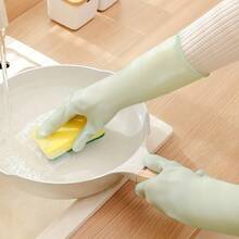 3 pares de guantes de limpieza de goma natural, impermeables y antideslizantes, sin PVC ni látex, adecuados para lavar platos en la cocina, limpiar el baño, el inodoro, lavar vehículos y tareas domésticas diarias, reutilizables, opción ideal para la limpieza del hogar - Multicolor - Ver 5